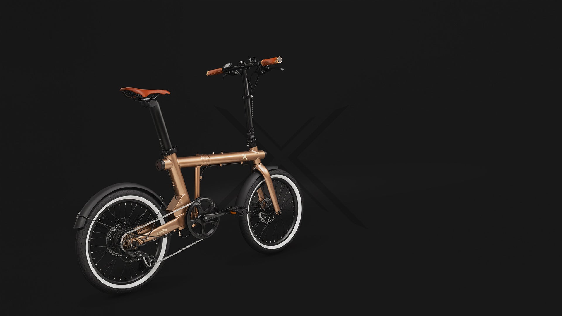 XS folding electric bicycle with a dark background