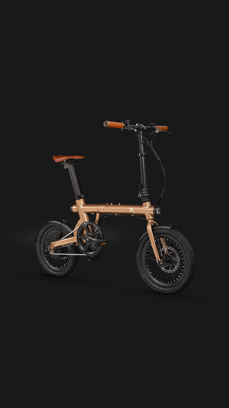 XXS folding electric bicycle with a dark background