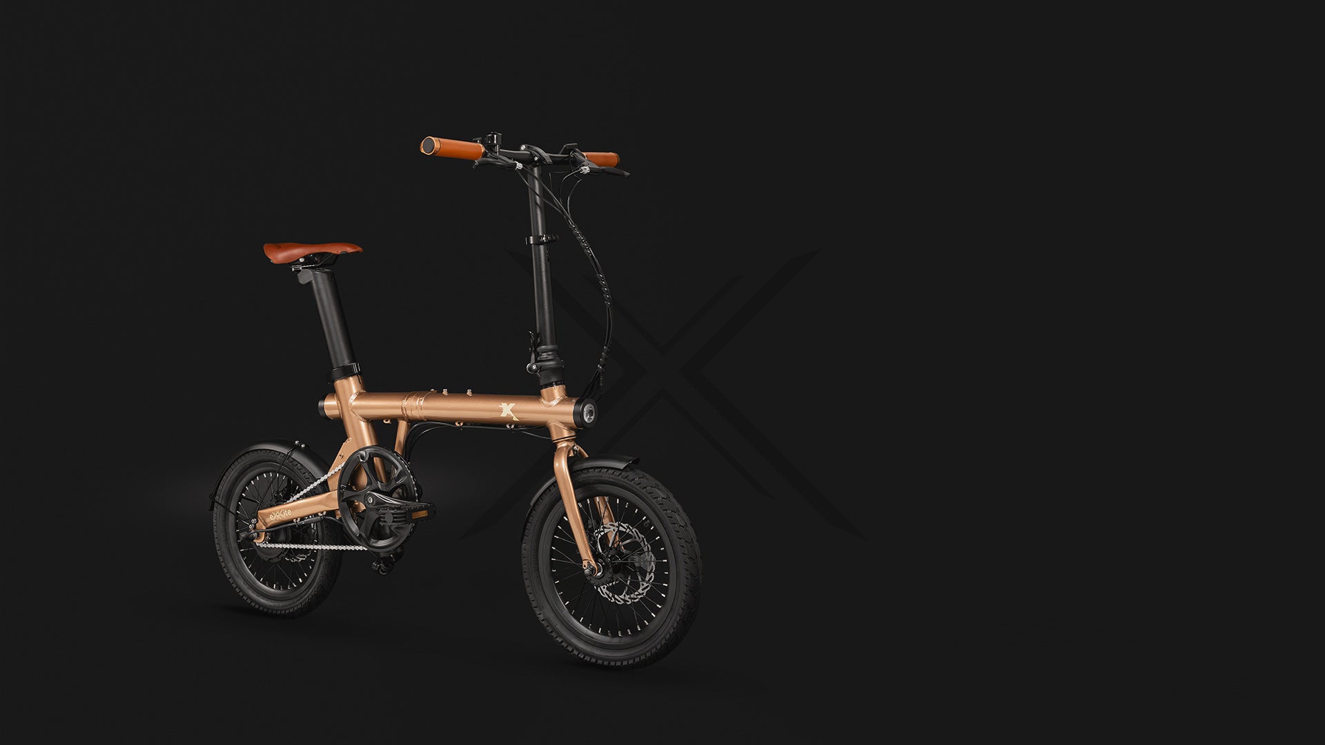 XXS folding electric bicycle with a dark background